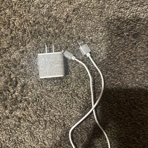 Silver Glitter USB Wall Charger and Cable